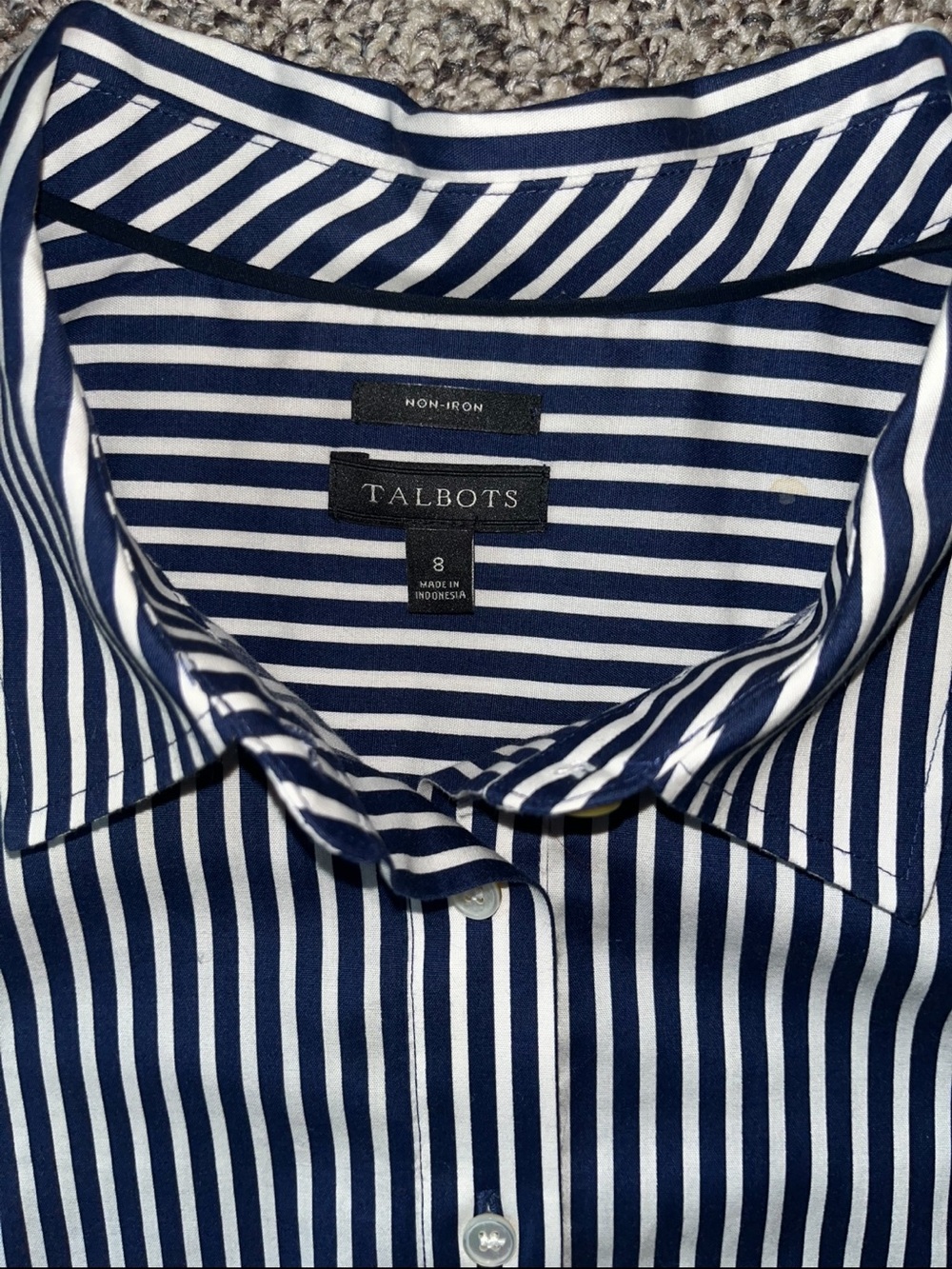 Talbots Navy and White Striped Button Tunic - Picture 2 of 3